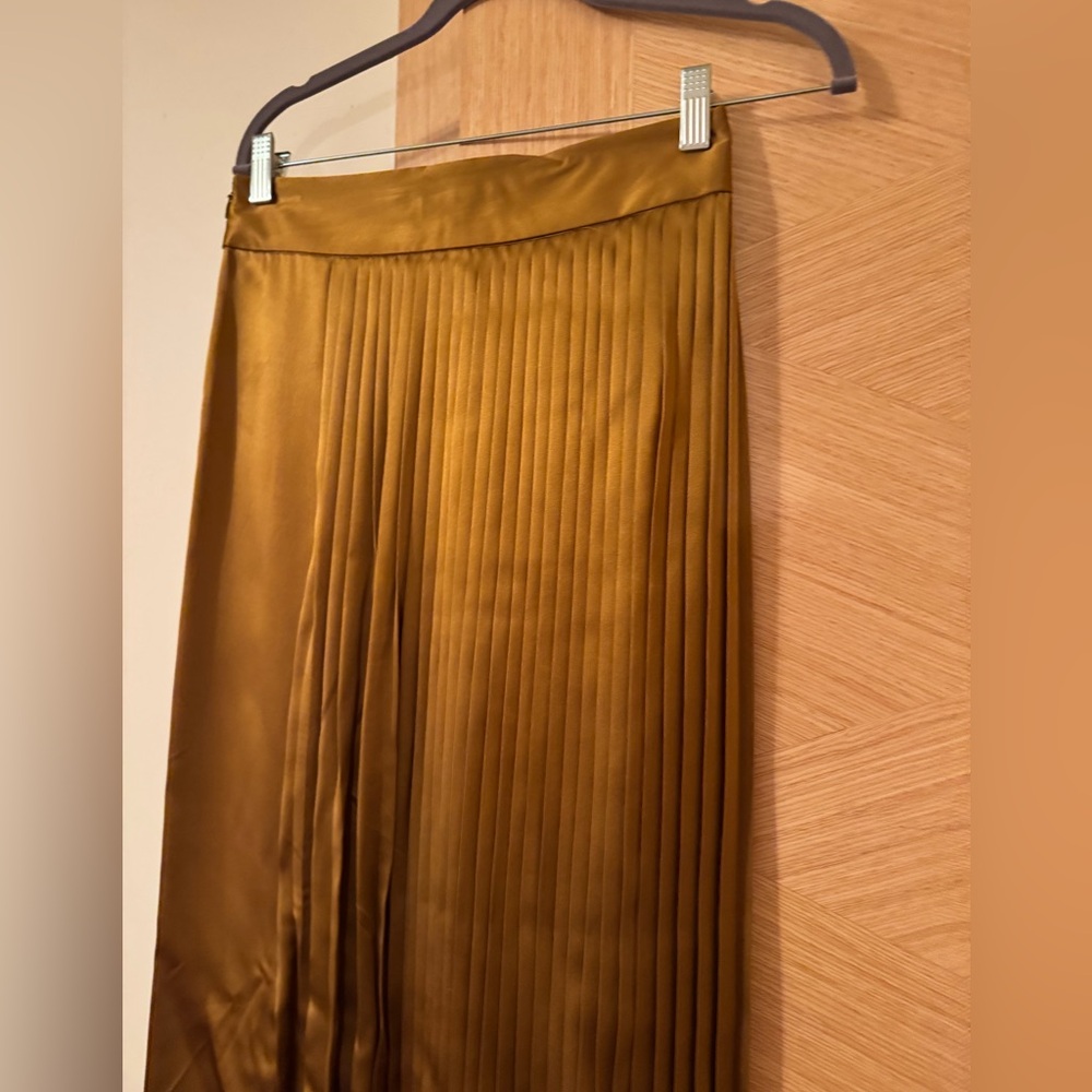Pleated Midi Skirt, Long High Waisted Chiffon Flare Casual Skirt